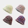 Mixed Color Thick Stick Needle Hand-knitted Wool Bucket Hat Women's Autumn and Winter Thickened Warm Hemming Basin Hat