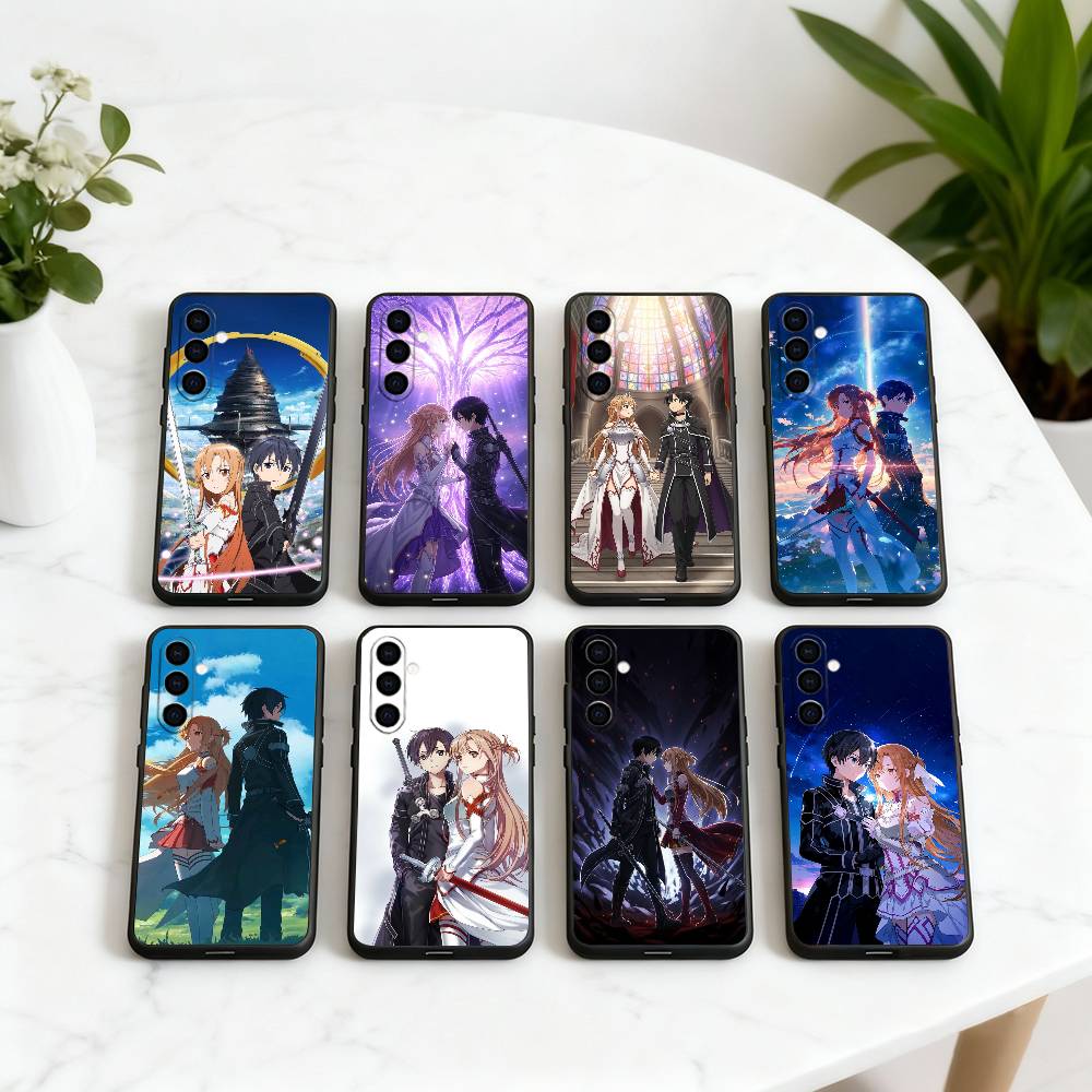 S-Sword Art O-Online-sao ANIME Phone Case For Samsung Galaxy A73,A72,A71,A70,A53,A52,A51,Soft Silicone Black Cover