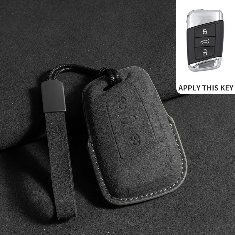Wildleder Autoschlüsselhülle Abdeckung Schlüsselanhänger Für VW Volkswagen Golf 7 MK7 Tiguan MK2 Golf 8 ID.3 ID.4 MK8 Cupra Für Skoda Octavia Kodiaq