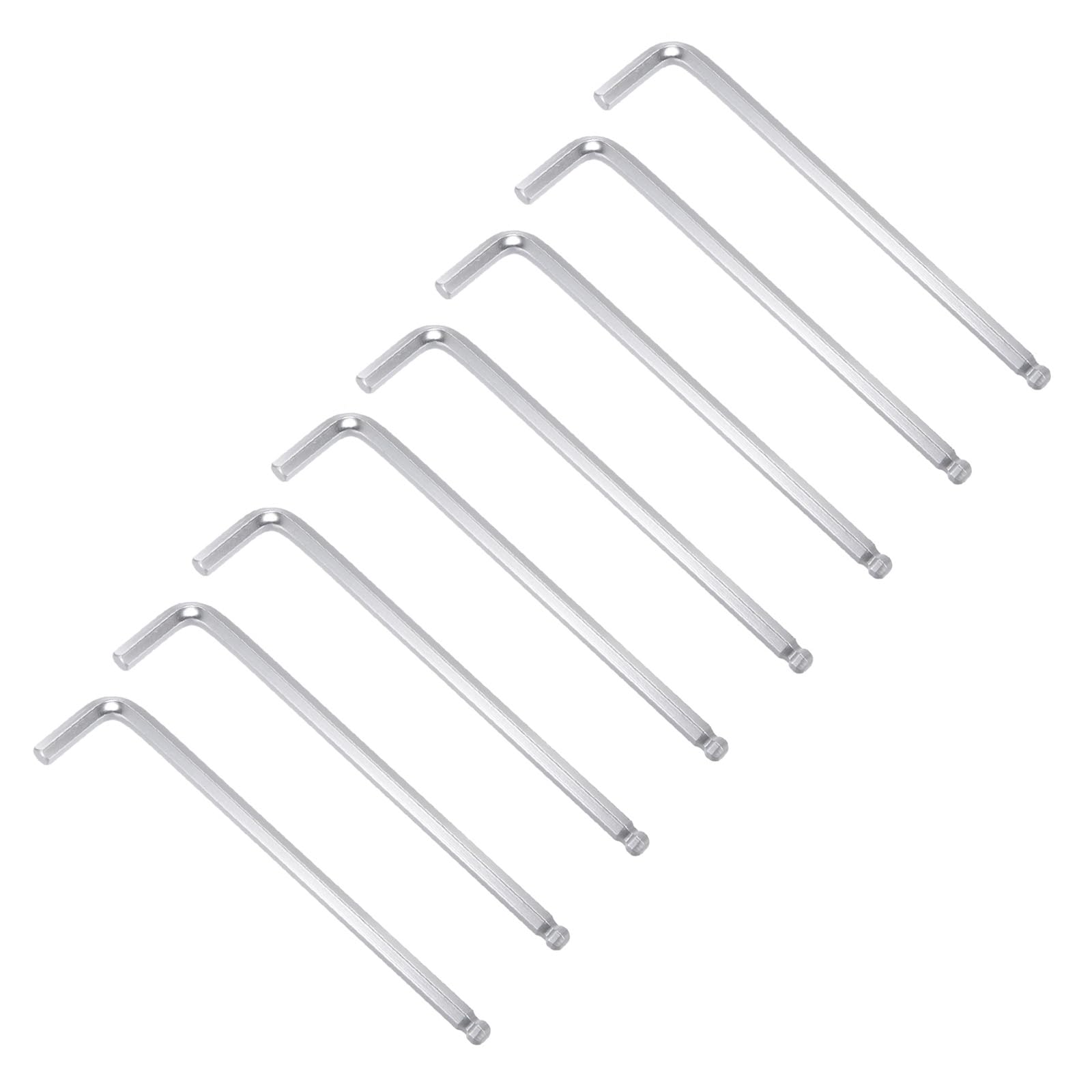 

uxcell Hex Wrench Ball Head Hex Key Wrench Set with Chrome Plated Surface Long Precision Easy to Apply for DIY Tools 8-Piece Set, 3/8-Inch L-Shaped
