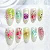 30-Piece 3D Rhinestone Strawberry Flower Almond Nails: High-Quality Wearable Nail Art Tips