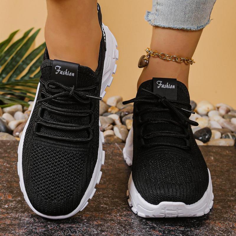 White Mesh Platform Sneakers Thick Sole Casual Shoes Breathable Knit Sneakers for Women Outdoor Spring Running Sports Shoes