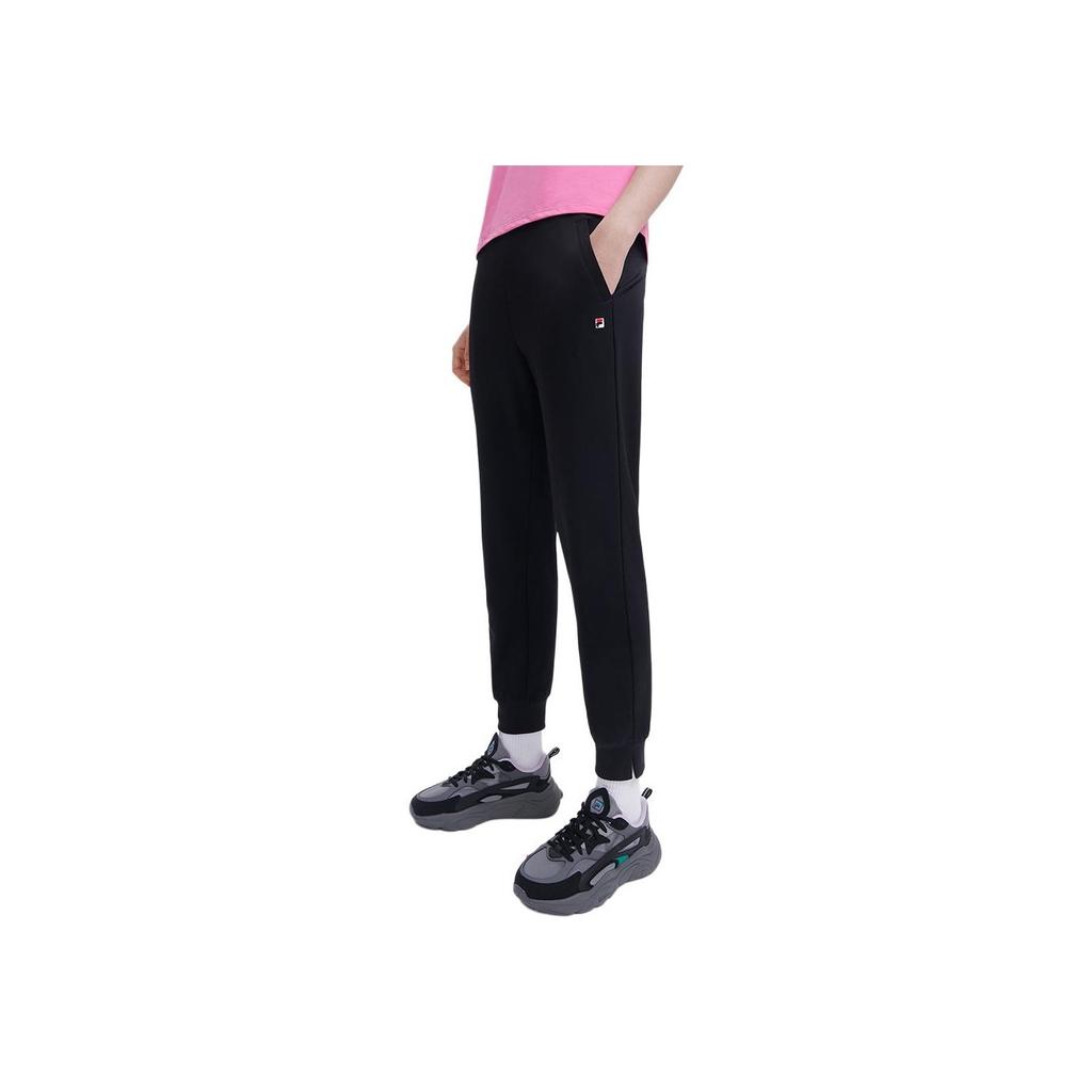 FILA Solid Color Cuffed Long Casual Pants Women bottoms Black F11W328602FBK