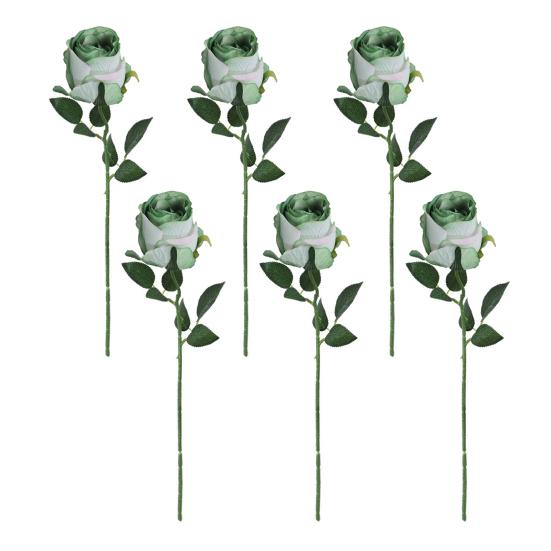 6 Pcs Artificial Rose Flowers Faux Rose Blooms with Long Stems Realistic Long-lasting Fake Roses for Wedding Home Decoration
