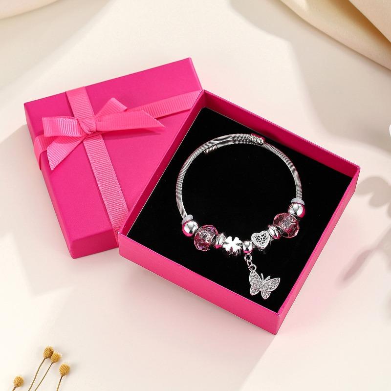 Panjia Stainless Steel Crown Beaded Bracelet Adjustable Bracelet Women's Fashion Jewelry Gift