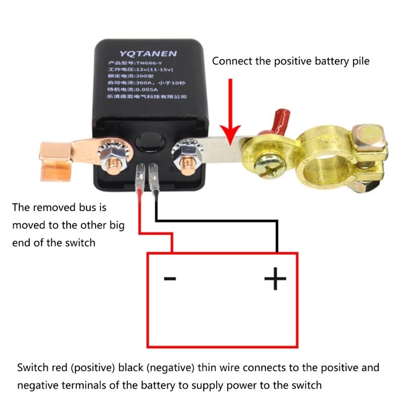 Fernbedienbarer Batterietrennschalter für Autos, Wohnmobile, Lkw DC12V 200A Kabellose Fernbedienung Diebstahlschutz Einfache Bedienung