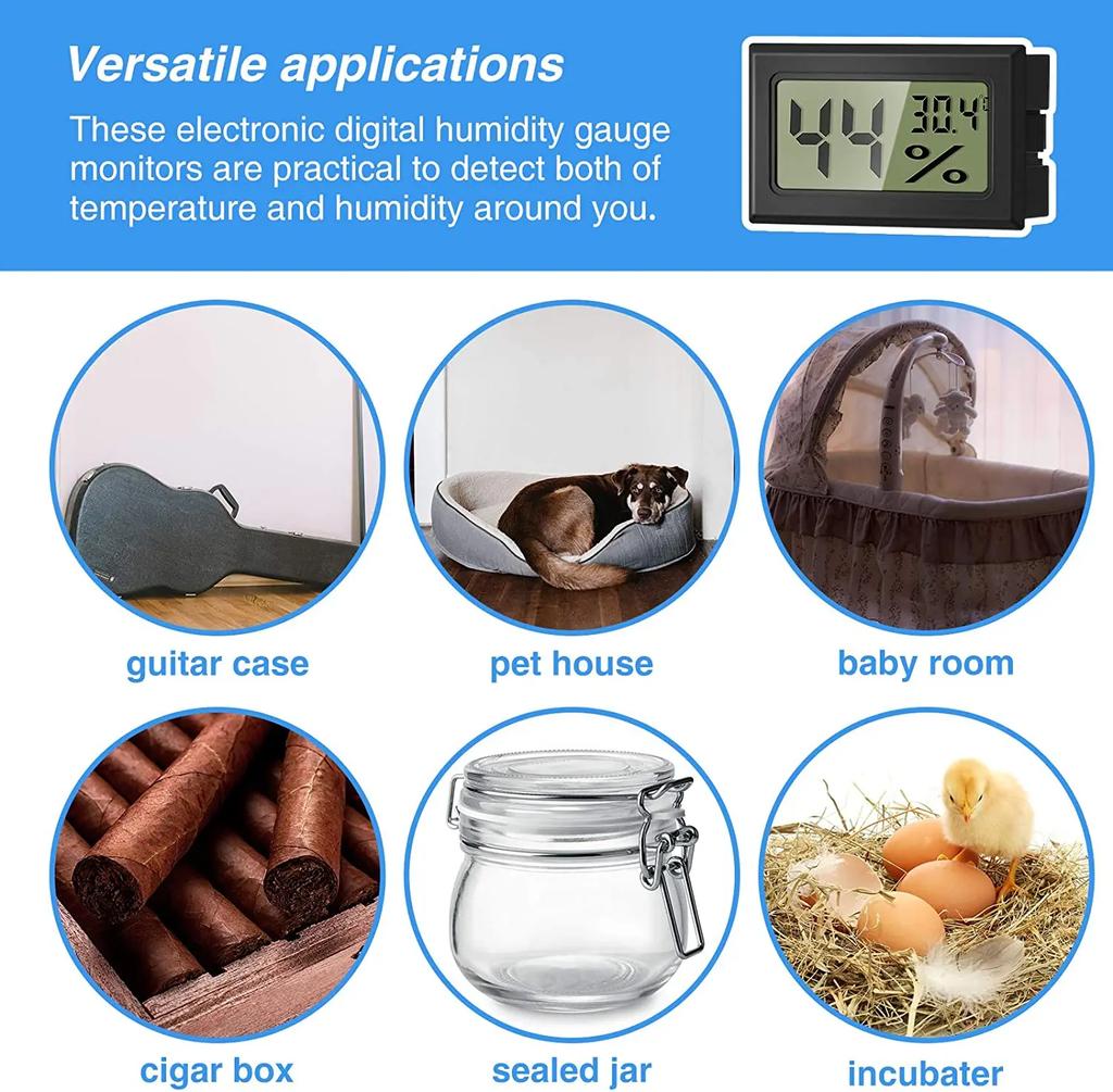 Mini LCD Digital Termometer Hygrometer Temperatur Inomhus Bekväm Temperatursensor Fuktighetsmätare Mätinstrument Kabel