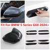 Rearview Mirror Cap / Door Handle Bowl Frame Decoration Cover Trim ABS Carbon Fiber Accessories For BMW 5 Series G60 2024 2025