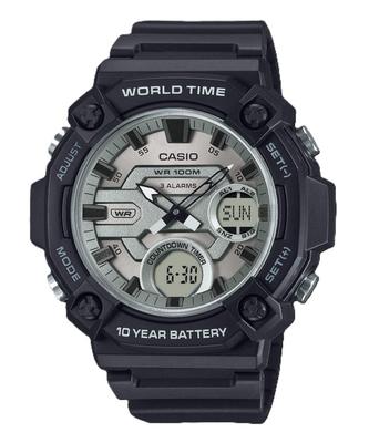 Reloj de Hombre Estándar Analógico Digital Correa de Resina Esfera Plateada Cuarzo AEQ-120W-7AV 100M