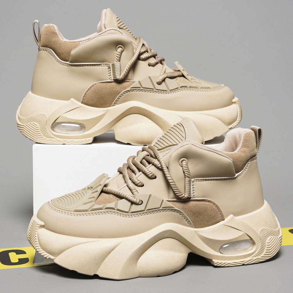 Chunky Sneaker Men Designer Air Cushion Sport Shoes Fashion Casual Microfiber Leather Breathable Height Increased Platform Shoes