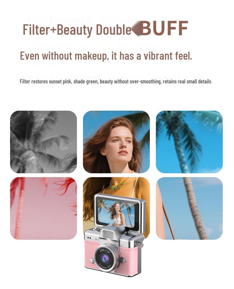 Retro Flip Screen Digital Card Camera for Students and Travelers