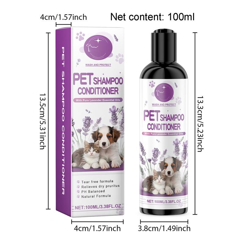 Shampoo Conditioner For Pets Natural Pet Detangler 100ml Lavender Dog Shampoo Moisturizing Deodorizing Puppy Shampoo Plant-Based