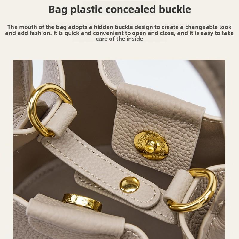 First Layer Cowhide Bag Bag Women's Bag Messenger Bag Niche Summer High-end Leather Handbag Bucket