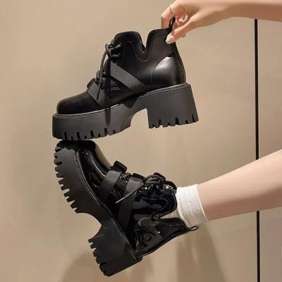 Fashion Fashionable Thick Soled Height Increasing Short Boots for Women's Spring New Style British Retro Thick Heel Workwear Boots