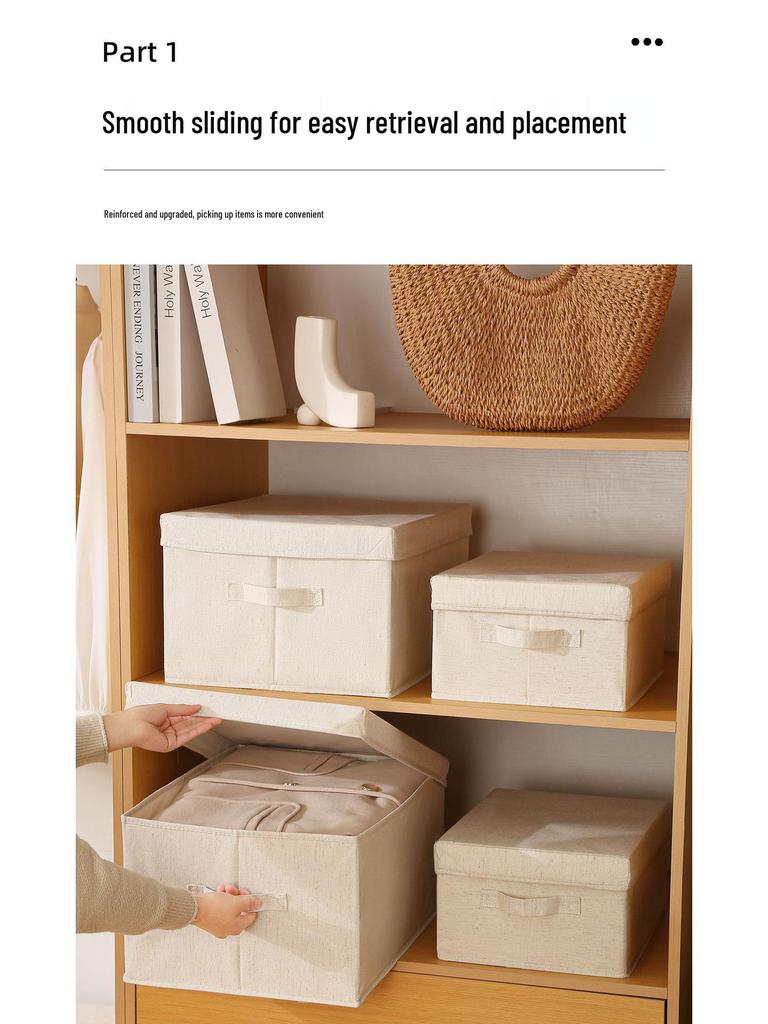 Tianshan Cotton & Linen Foldable Storage Box - Thickened, Washable Fabric for Bedroom Organization