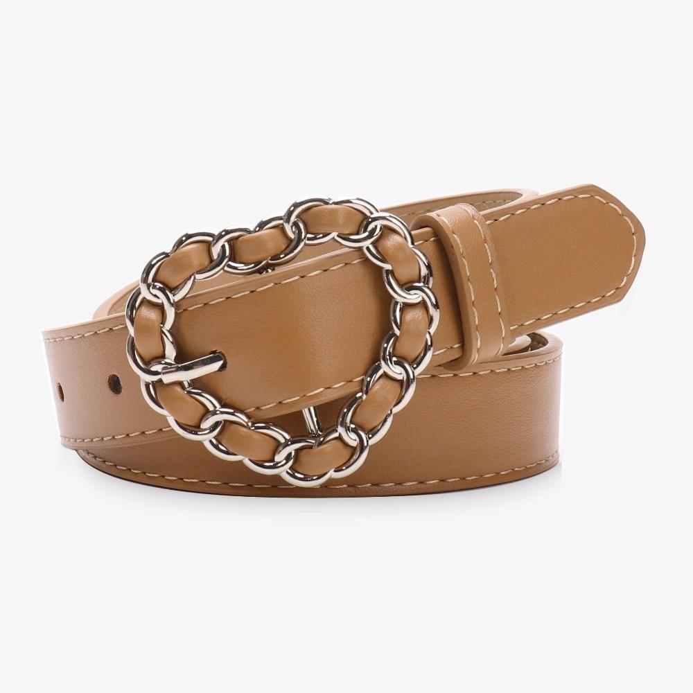 Adjustable Decorative Waist Belt Vintage Faux Leather Waistband Heart Buckle Belt  For Women