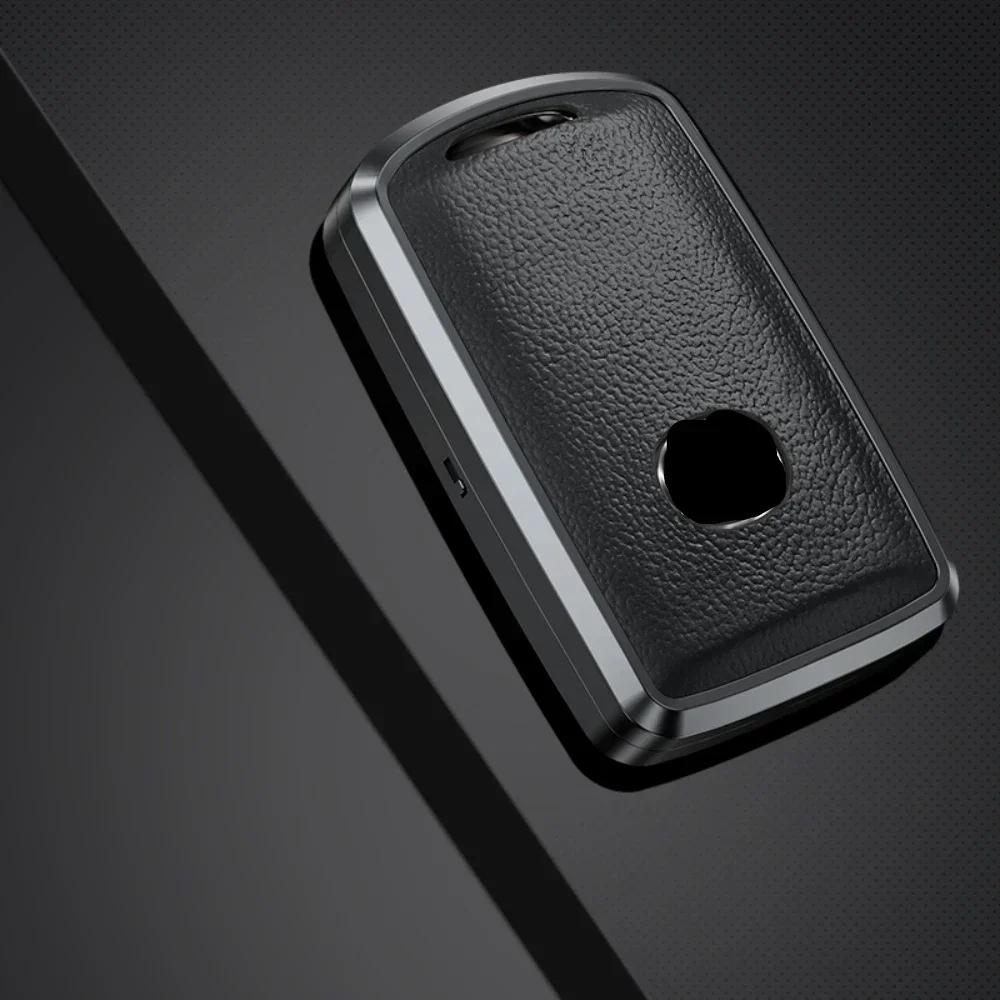 Alloy Leather Car Smart Key Case Cover For Mazda Alexa CX-30 CX-3 CX-5 CX-7 CX-9 CX-4 3 Button Protector Shell Accessories