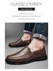 Men's 2025 New Genuine Leather Slip-On Casual Black Shoes - Breathable and Business-Ready