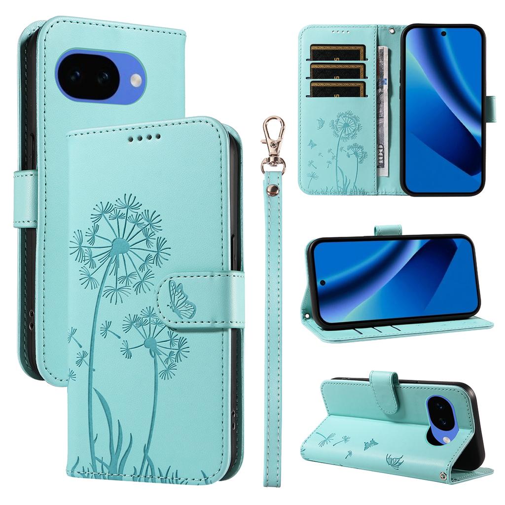 For Google Pixel 10a Leather Wallet Case with Strap Dandelion Imprint Phone Stand Cover