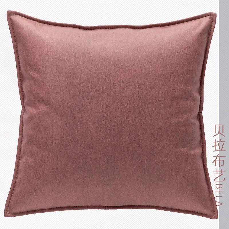 Solid Color Technology Cloth Pillowcase Modern Imitation Leather Waterproof Cushion Cover Nordic Sofa Living Room Decor
