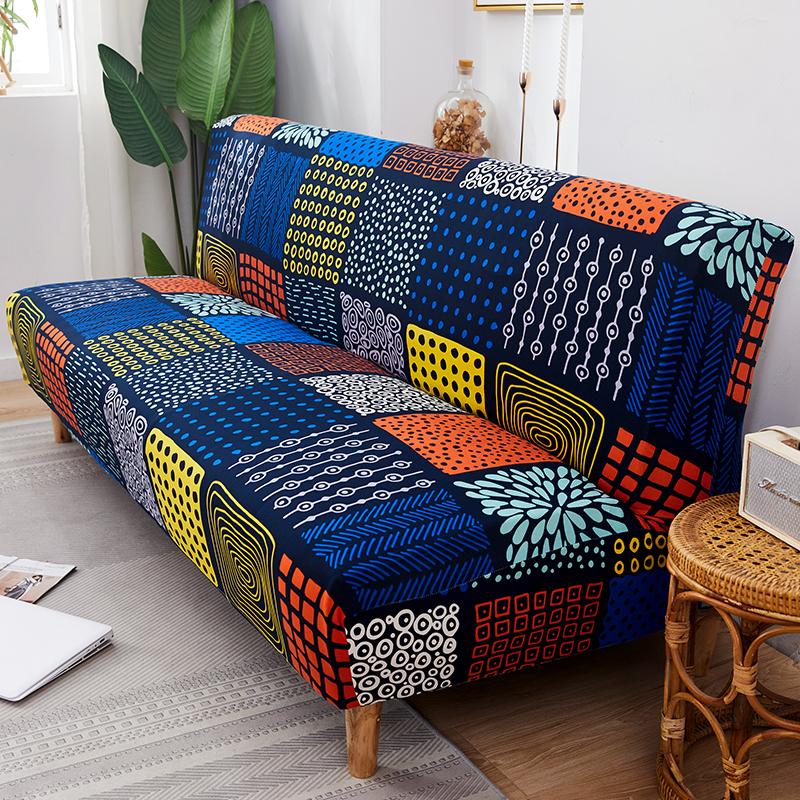 Armless Sofa Bed Cover Spandex Stretch Futon Slipcover Elastic Full Folding Couch Sofa Shield Fitted Full Folding Sofa Slipcover