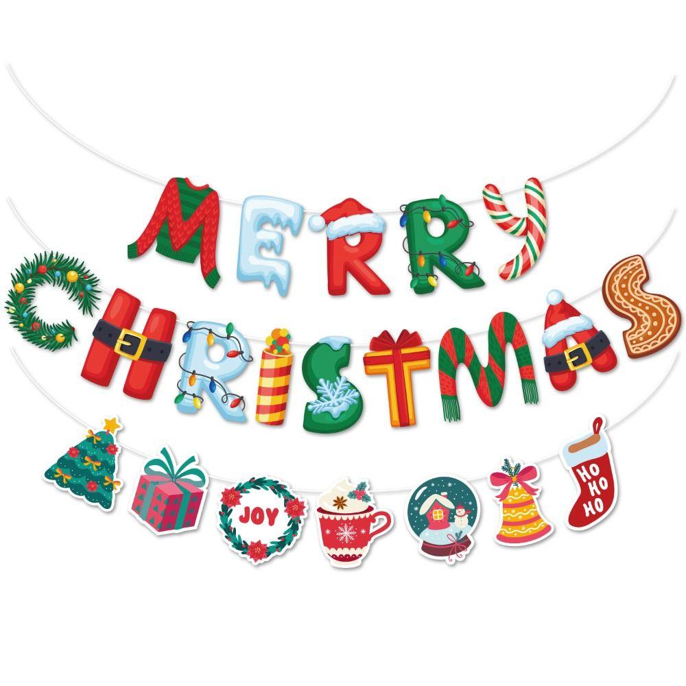 

Письмо Рождество Флаг-растяжка Мультяшный С Рождеством Флаг Рождественские Баннеры Вечеринка 1set