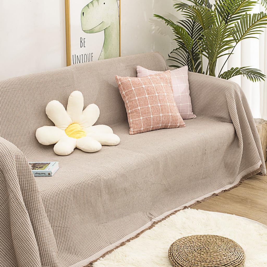 Tablecloth Japanese Thickened Cotton And Linen Fabric High-End Light Luxury Retro Waffle Dining Table Square Table Round Table Cloth