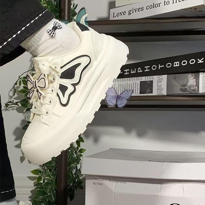 Niche Casual Board Shoes Pink Original Bow Spring Little White Shoes Women's Shoes Thick-soled Versatile Student Design Sense