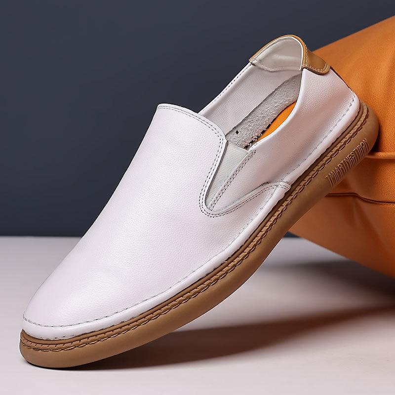 

Модные новые мужские повседневные туфли из натуральной коровьей кожи, удобные туфли на плоской подошве, стильные мужские повседневные туфли из натуральной коровьей кожи, элегантные мужские кожаные туфли 38 белый