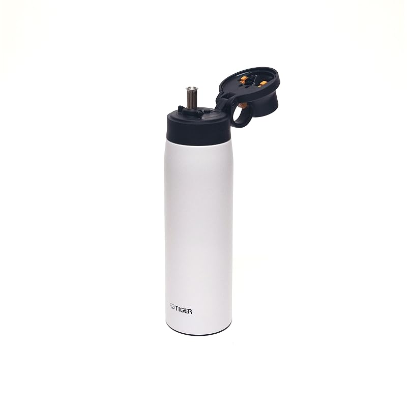 Tiger Corporation (TIGER) Stainless Steel Water Bottle, 500ml, with Straw, Insulated, Lightweight, Easy To Clean, BPA-Free, Snowdrop (White)
