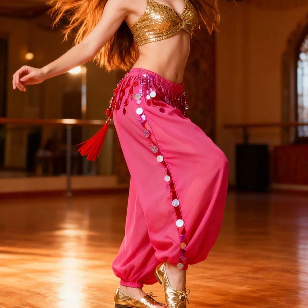 Sequin Belly Dance Pants Tassel Loose Pants Fashion Bloomers  Dance
