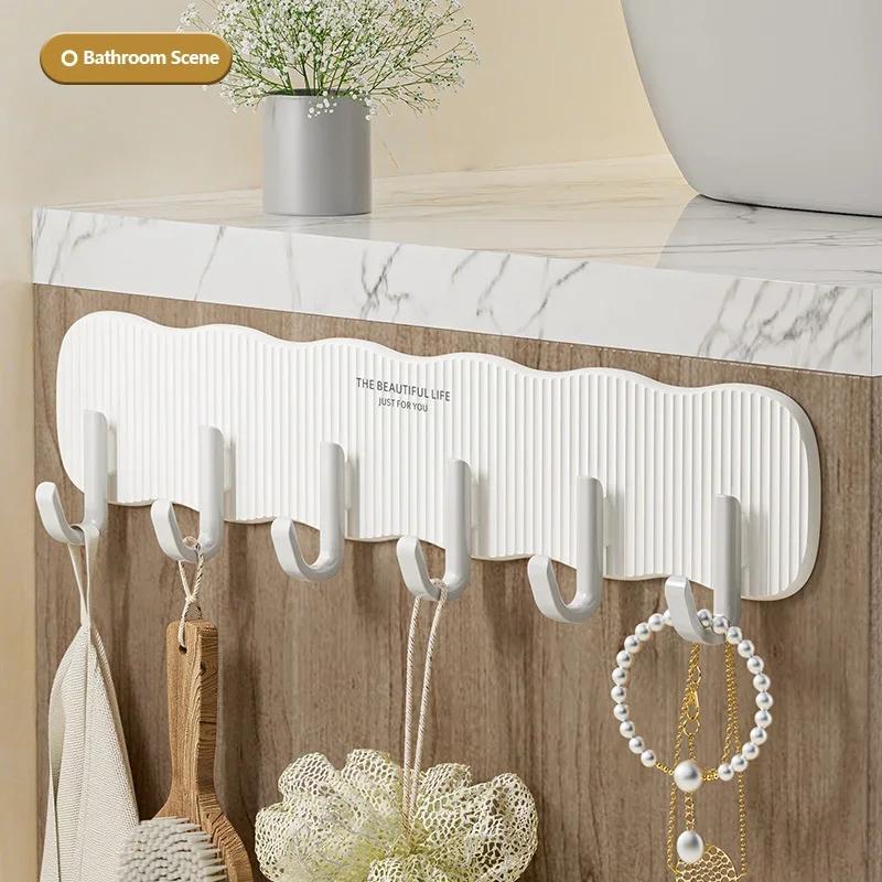 Coat Hook Wall Rack Hanger - Black Coat Rack with 6 Hooks Wall Hooks for Hanging Hat Key Bag Towel Wall Mount Coat Rack