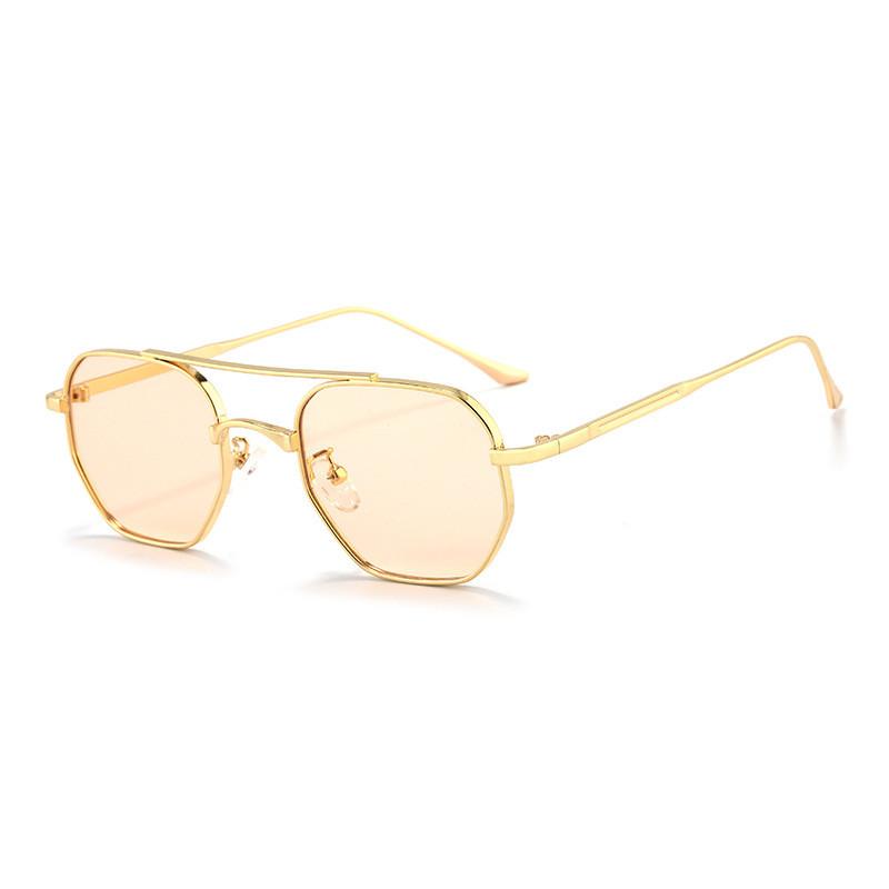 

Geometric Metal Square Sunglasses For Men And Women Summer 2025 Uv400 Protection GoldFrameTranslucentBrown