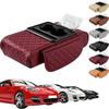 Multifunctional Pu Leather Car Armrest Box Mat with Cup Holders &Tissue Box Slot&Phone Slot