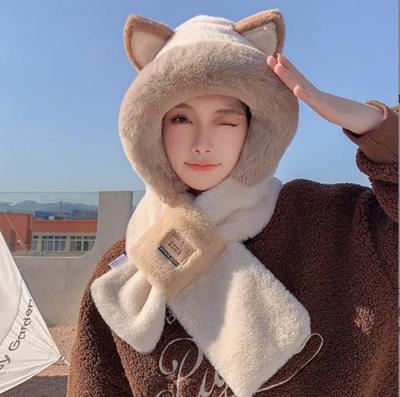 Neue Modehüte für Damen im Herbst und Winter, süße Plüschmütze mit Fuchsohren, Herbst und Winter, neue warme Mütze, koreanischer Gehörschutz, Ski-Geschenke