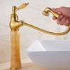 Rubinetto da Bagno Tuqiu Ottone Antico Giada Rubinetto per Lavabo da Bagno Miscelatore Acqua Calda e Fredda Rubinetto per Lavabo Montaggio a Ponte Rubinetto Estraibile