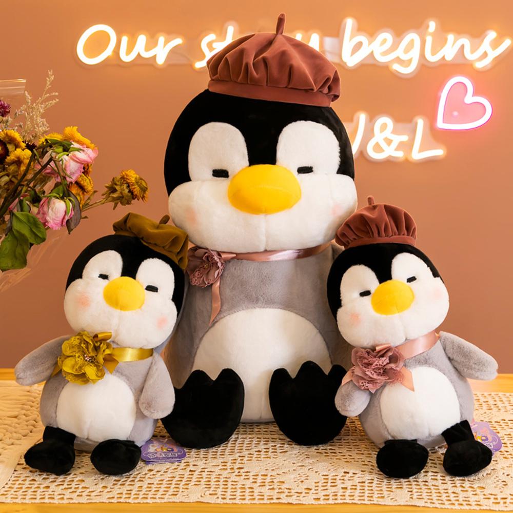 Painter Penguin Plush With Q Version Cuddly Animal Toys Sleeping Pillow Toy