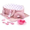Enjoyin 8 Pcs Baby Doll Accessories Set Includes Feeding Bottle, Pacifier, Blanket, Pillow, Tablewares and Bassinet Carrier for 9'' to 12'' Dolls