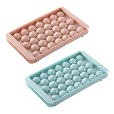 Plastic Ice Cubes Mold Round Ice Ball Maker Tray with Lid For Juice Cocktails Easy Releases Reusable Kitchen Accessories