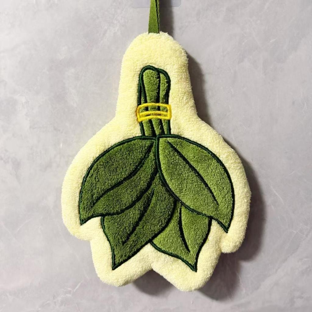 Monstera Leaf Wall-Mounted Hand Towel - Absorbent Coral Fleece for Bathroom & Kitchen