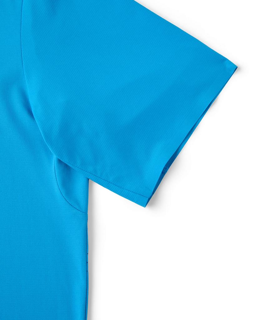 Hellinogseuweeo Zero Round Zip-Up Short Sleeve T-Shirt_Cyan Blue
