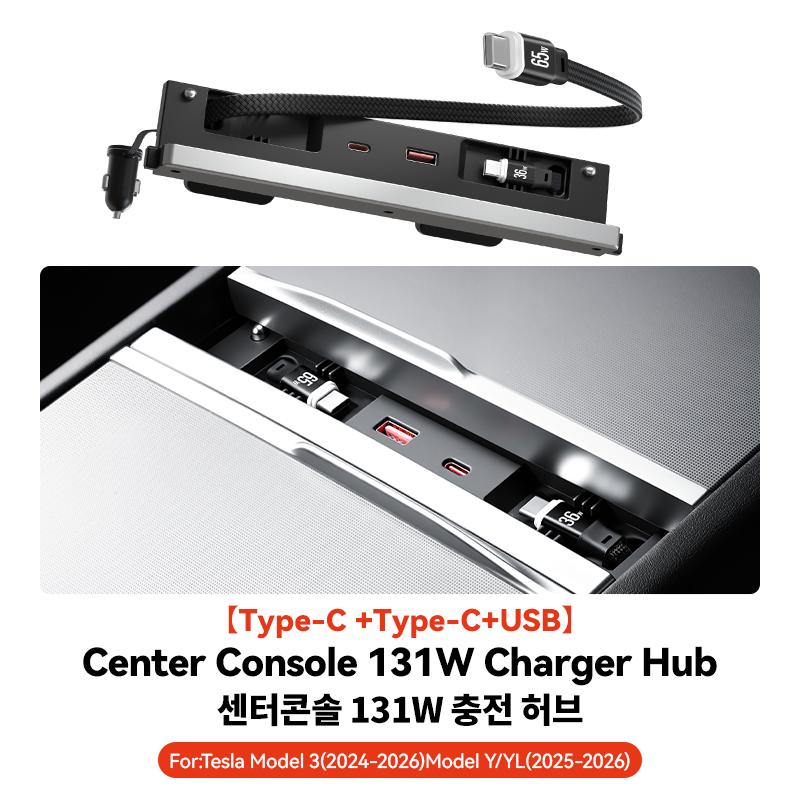 YZ USB Hub Docking Station For Tesla Model 3 Highland Y Juniper YL Center Console Fast Charging Expansion Dock Car Accessories