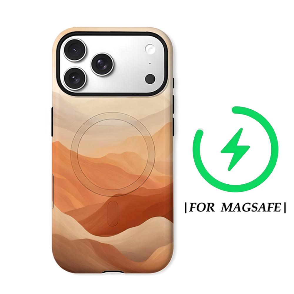 Peach Mountain Layers Phone Case for IPhone 17AIR 16E 16 15 14 13 12 11 17 Pro Max Plus Double-layer Back Cover