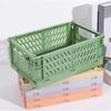 Caja plegable de plástico, caja de almacenamiento plegable, cesta, contenedor de cosméticos de utilidad, soporte de escritorio, uso doméstico, caja de almacenamiento de escritorio escolar