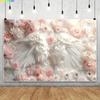 Pink White Art Flowers Butterfly Wing Backgrounds for Photographs Baby Shower Newborn 1st Birthday Party Decor Photo Backdrop