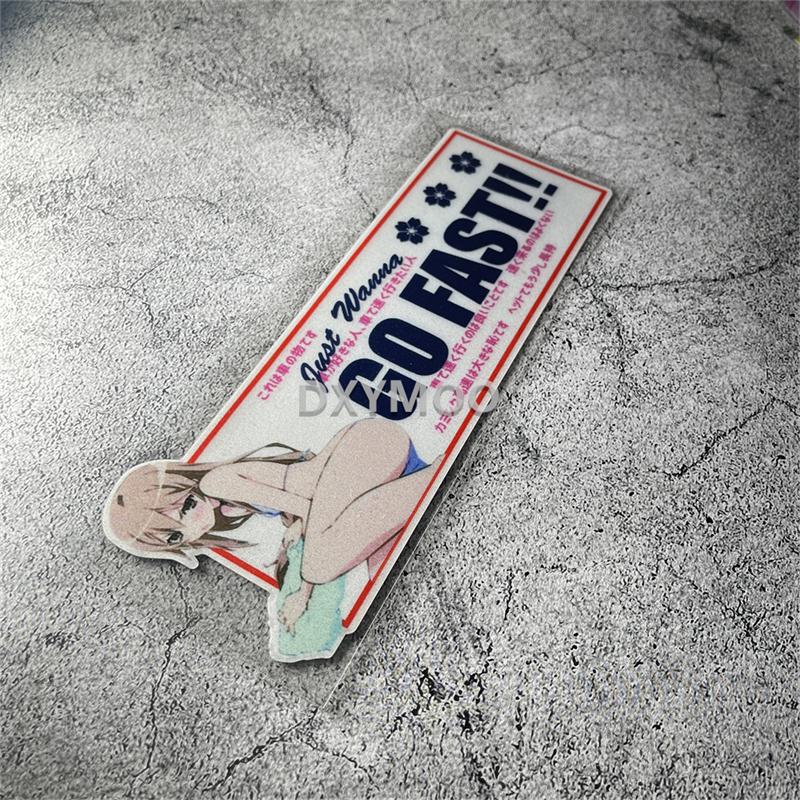 

DXYMOO Автомобільні наклейки для Аніме JDM Дівчина GO FAST Автодекаль Кузов Автомобіля Мотоцикл Гітарний Кейс Світловідбиваючі 20x7.5cm