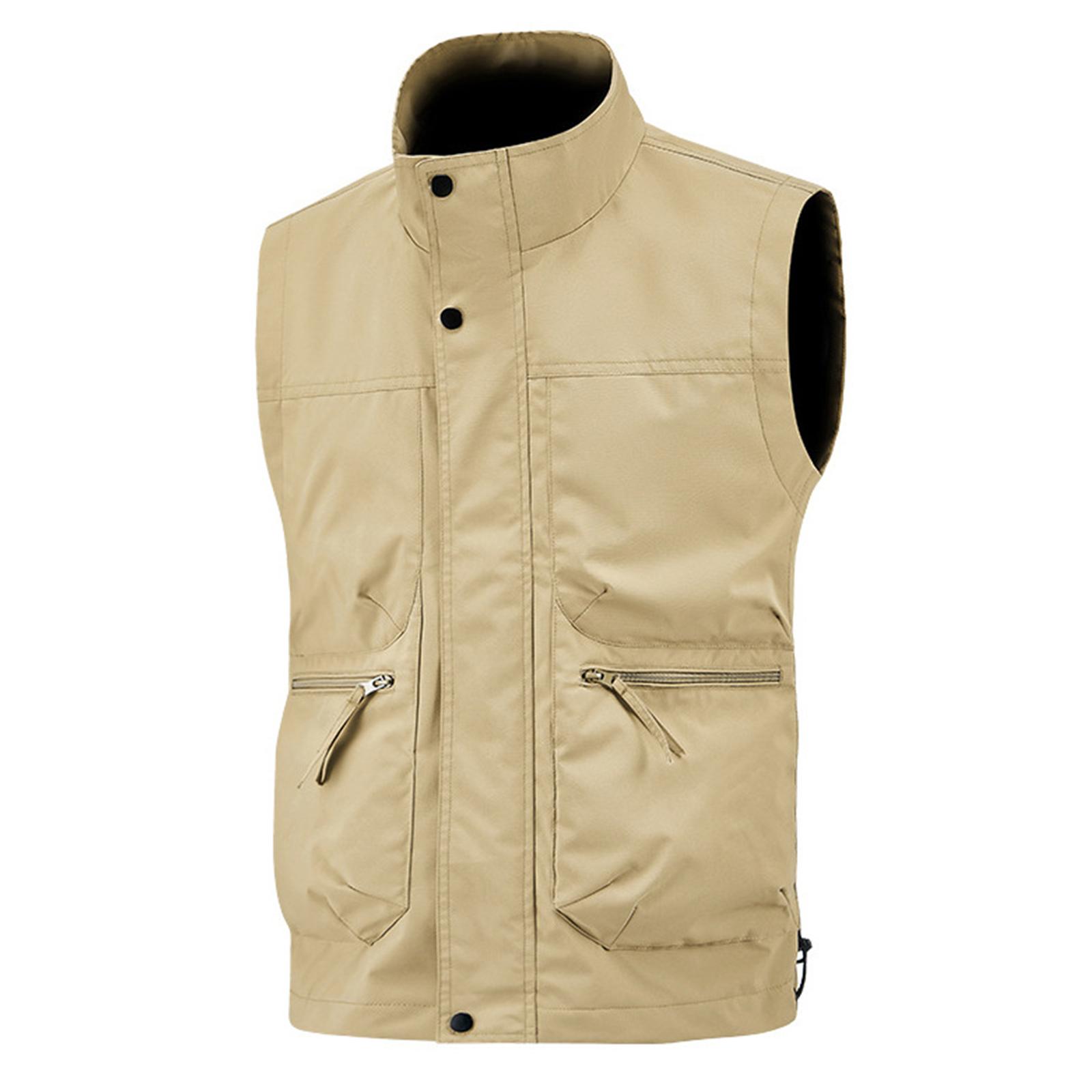 

Мужской жилет без рукавов карго повседневный многокарманный жилет мужской рабочий рыбацкий жилет L хаки