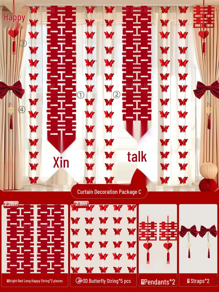 Elegante rote Vorhanghalter für Hochzeits- oder Wohnzimmerdekoration – Paar