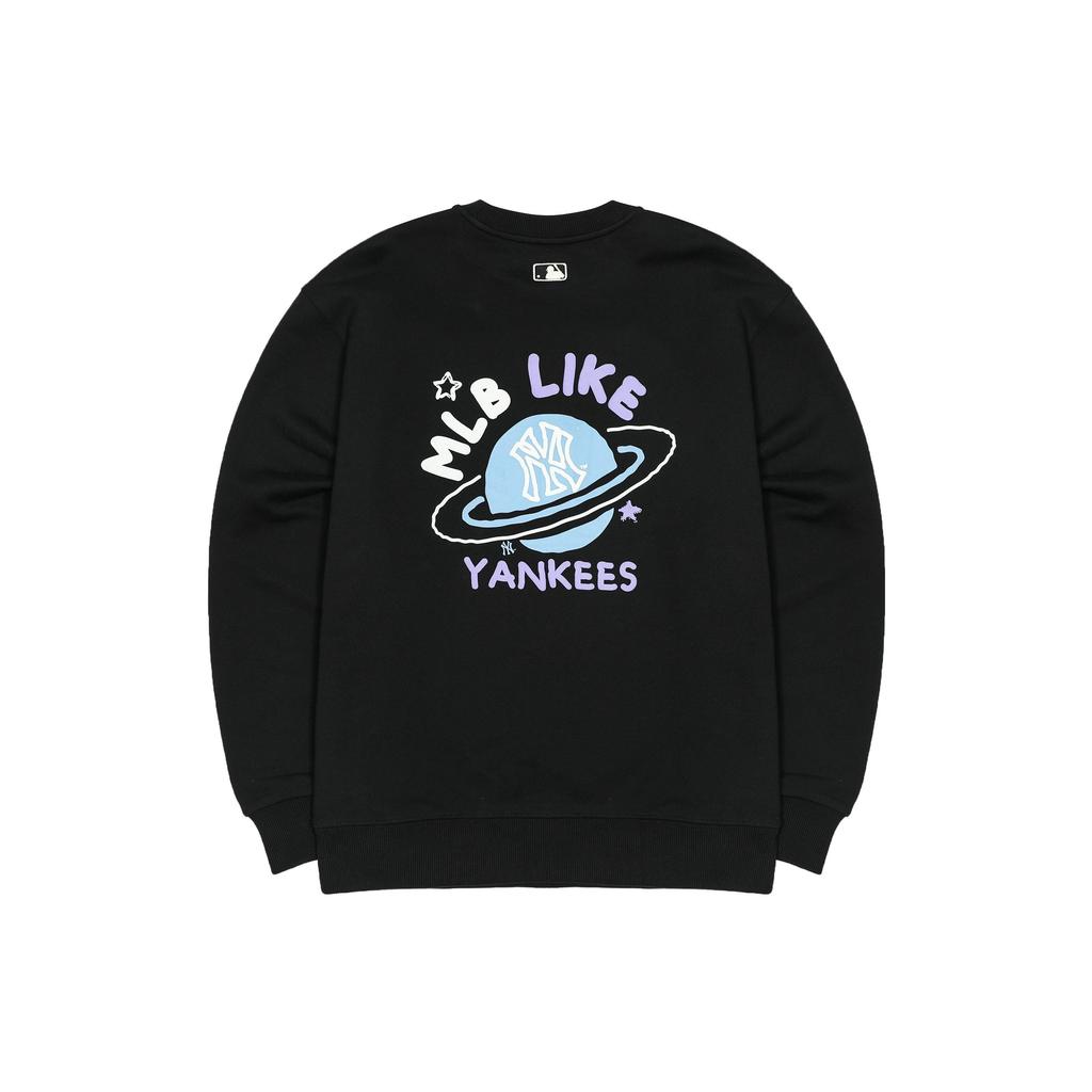 Felpa Girocollo Manica Lunga Stampa Pianeta MLB New York Yankees Unisex Nera 3AMTL0114-50BKS