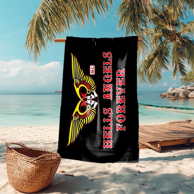 Gang Motorcycle Enthusiasts Hells Angels Motorcycle Club Beach Towel Outdoor Camping Vacation Swimming Beach Towel Outdoor Absorbent Bath Towel Y3